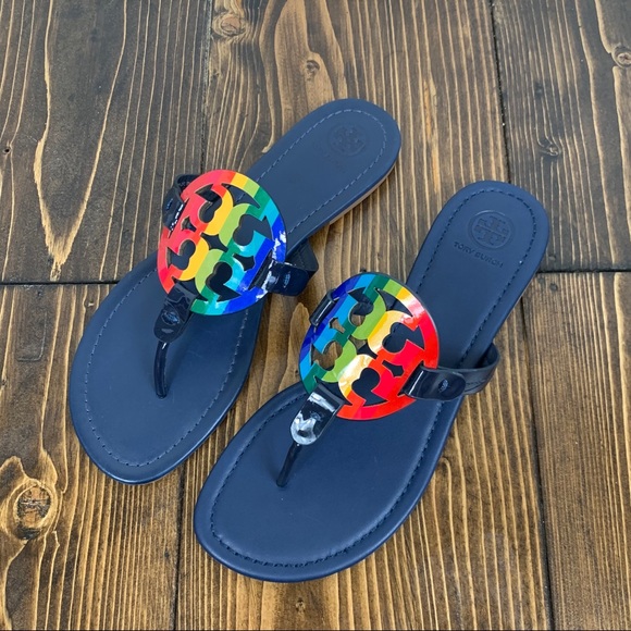 Tory Burch Pride Rainbow Leather Miller Sandals